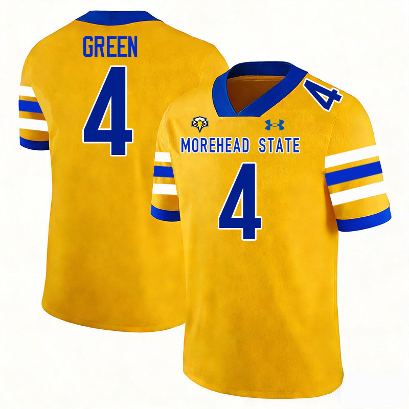 Morehead State Eagles #4 Montez Green College Football Jerseys,Uniforms-Gold